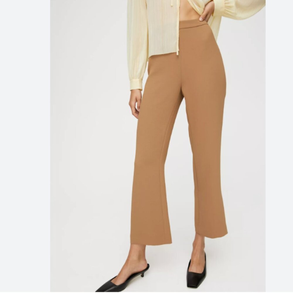 Aritzia Wilfred Kick Flare Pant Adele Pants Tan Cognac Brown 6